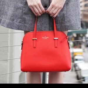 Kate Spade Sz 12.5 X 8 Red leather shoulder crossbody bag New York Cedar street
